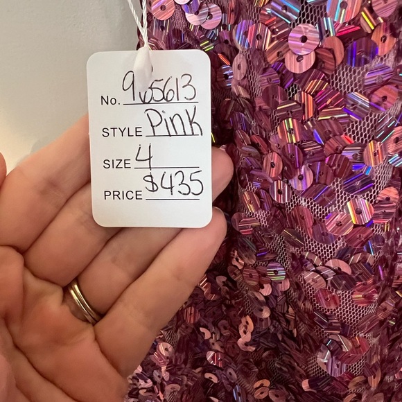 RJ Crush Formal Gown Pink Sequin Slit gown - Picture 4 of 5